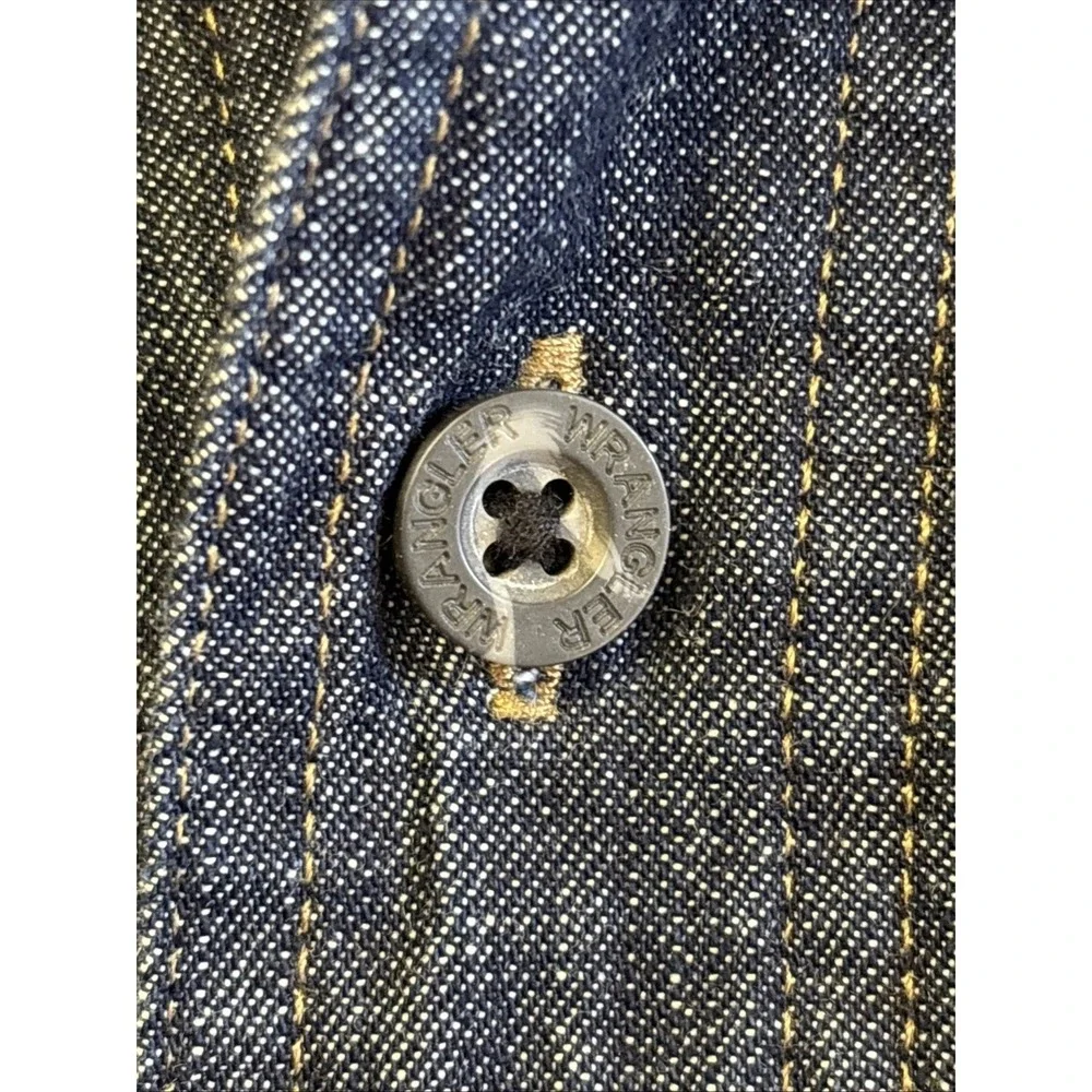 Wrangler Authentics Mens Denim Hooded‎ Shirt Jacket Size L Blue Flannel Lined
